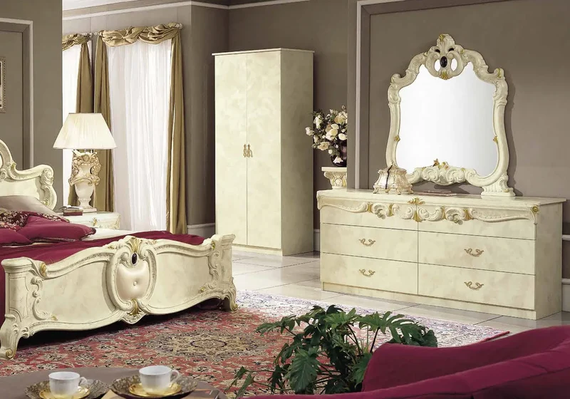 Chambre complète baroque capitonnée ivoire – KONE