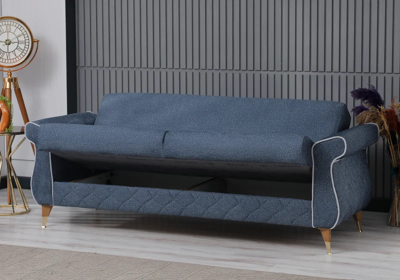 Canapé tissu bleu nuit design moderne – LUXO