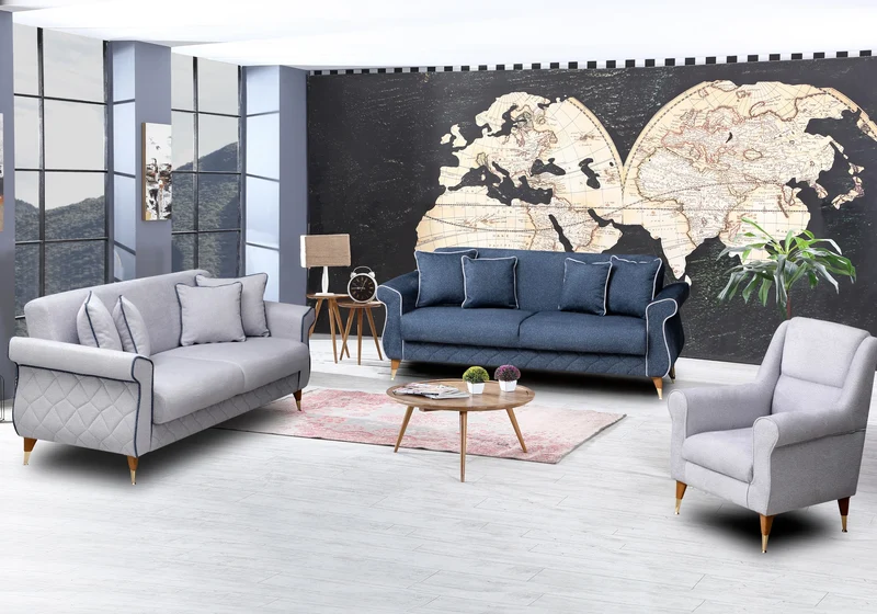 Canapé tissu bleu nuit design moderne – LUXO