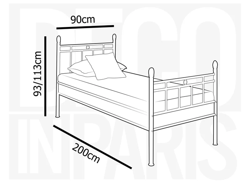 Lit simple en métal blanc KADY 90 x 190 cm