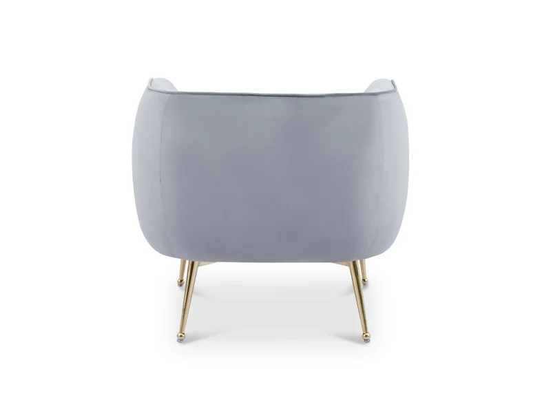 Fauteuil cabriolet en velours gris pieds doré PERRY