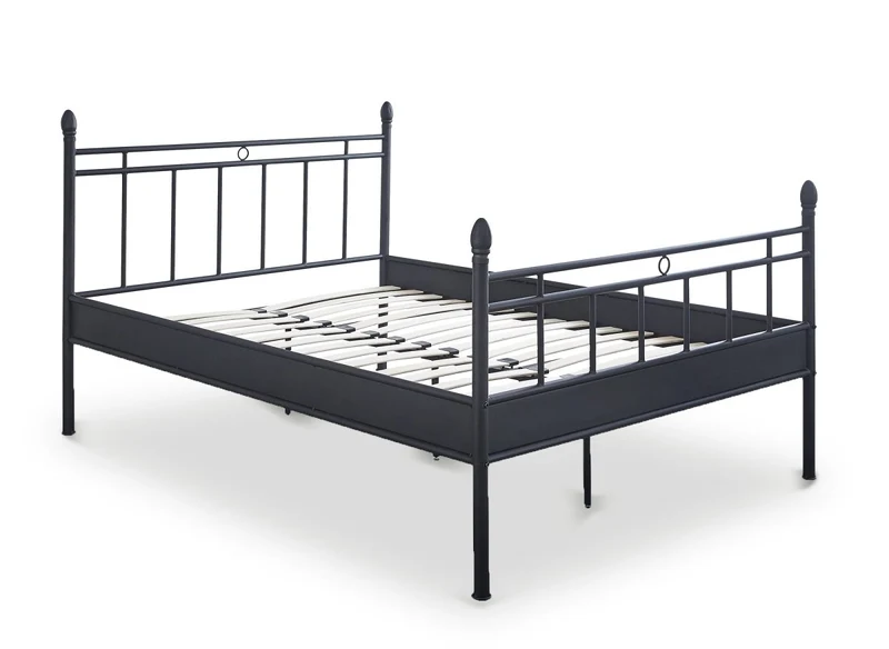 Lit double en métal noir KADY 140 x 190 cm