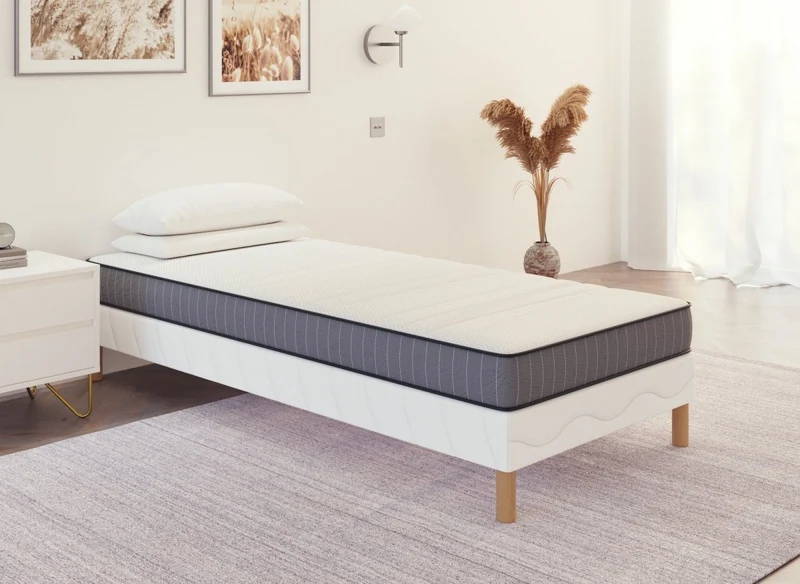 Ensemble 90x190 sommier tapissier & Matelas mousse ferme 15 cm WOLK