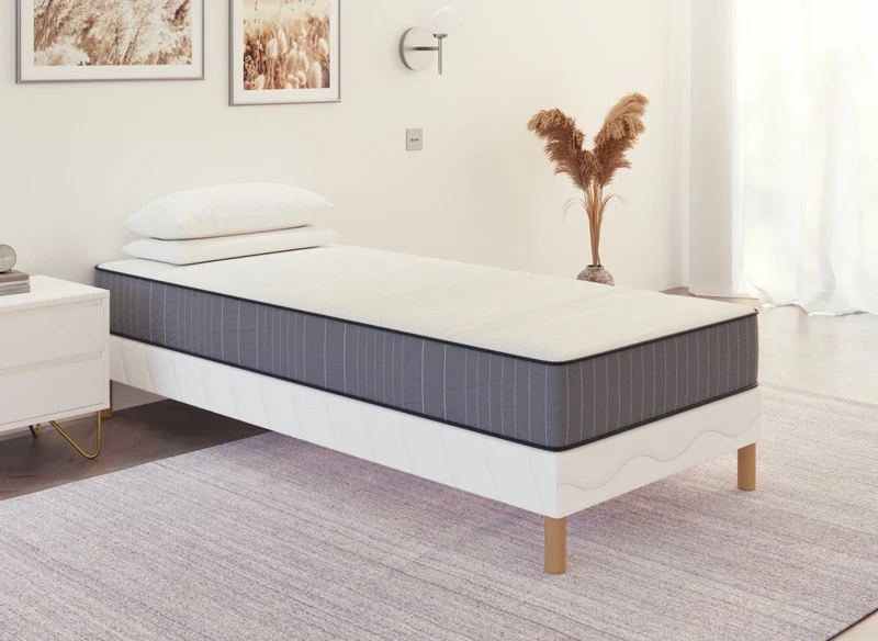 Ensemble 90x190 sommier tapissier + Matelas mousse ferme 20 cm - AWAN