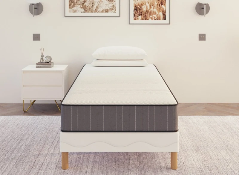 Ensemble 90x190 sommier tapissier + Matelas mousse ferme 20 cm - AWAN
