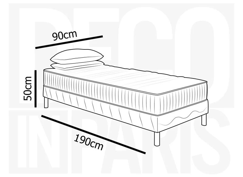 Ensemble 90x190 sommier tapissier + Matelas mousse ferme 20 cm - AWAN