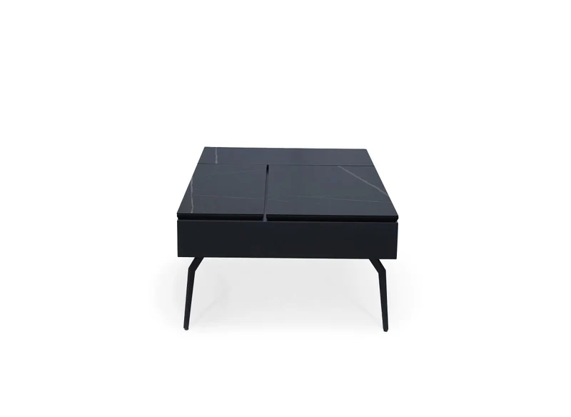 Table basse design avec plateau relevable en céramique noir SILVANA