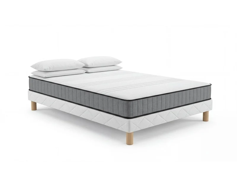 Ensemble 160x200 sommier tapissier & Matelas mousse ferme 15 cm - WOLK