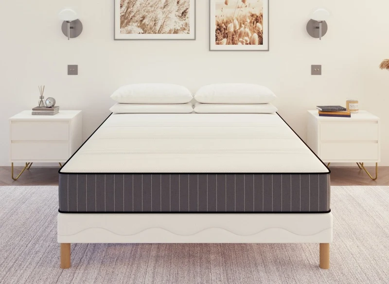 Ensemble 160x200 sommier tapissier + Matelas mousse ferme 20 cm - AWAN