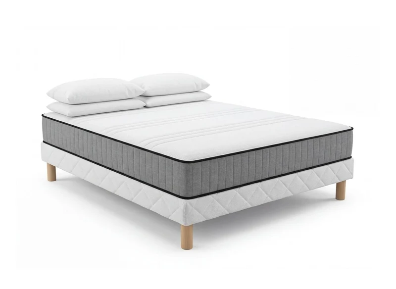 Ensemble 140x190 sommier tapissier + Matelas mousse ferme 20 cm - AWAN