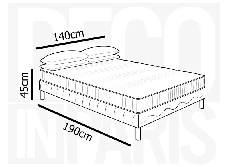 Ensemble 140x190 sommier tapissier & Matelas mousse ferme 15 cm - WOLK