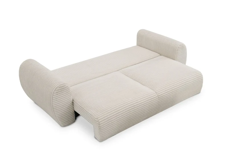 Canapé convertible 3 places avec coffre en gros côtelé doux beige TILDA