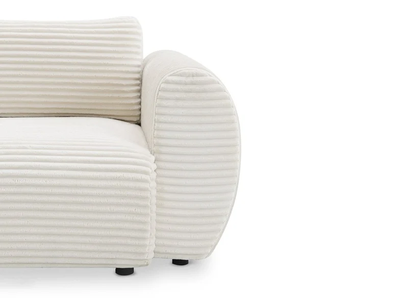 Canapé convertible 3 places avec coffre en gros côtelé doux beige TILDA
