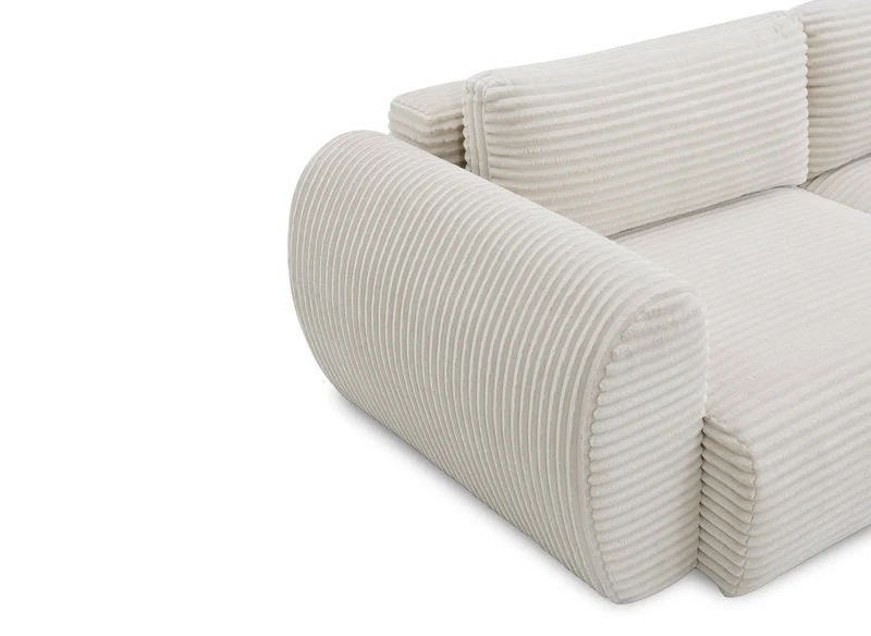 Canapé convertible 3 places avec coffre en gros côtelé doux beige TILDA
