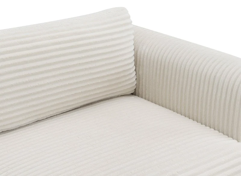 Canapé convertible 3 places avec coffre en gros côtelé doux beige TILDA