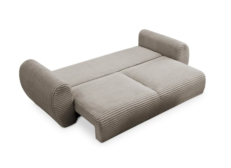 Canapé convertible 3 places avec coffre en gros côtelé doux taupe TILDA