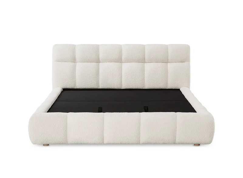 Lit coffre en tissu bouclette écru 160x200 cm GEORGINA