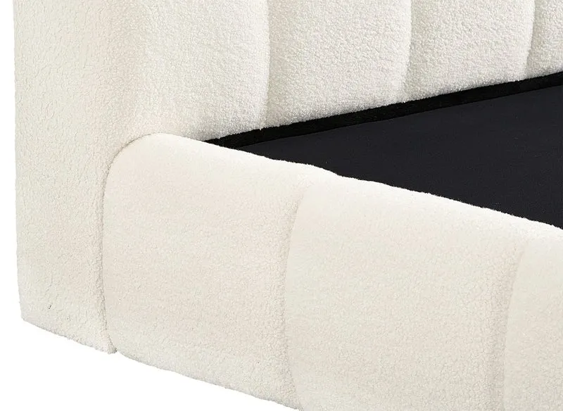 Lit coffre en tissu bouclette écru 160x200 cm GEORGINA