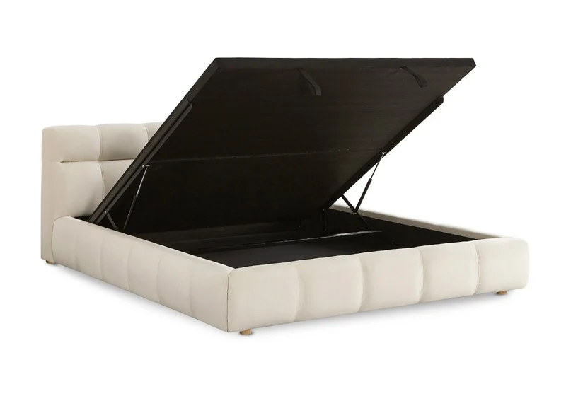Lit coffre en velours beige 180x200 cm GEORGINA