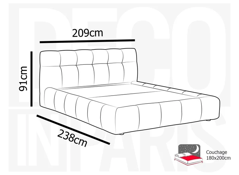 Lit coffre en velours beige 180x200 cm GEORGINA
