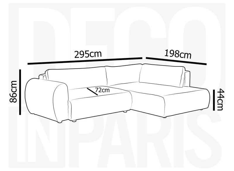 Canapé d'angle convertible avec méridienne et coffre en gros côtelé gris TILDA - Angle droit