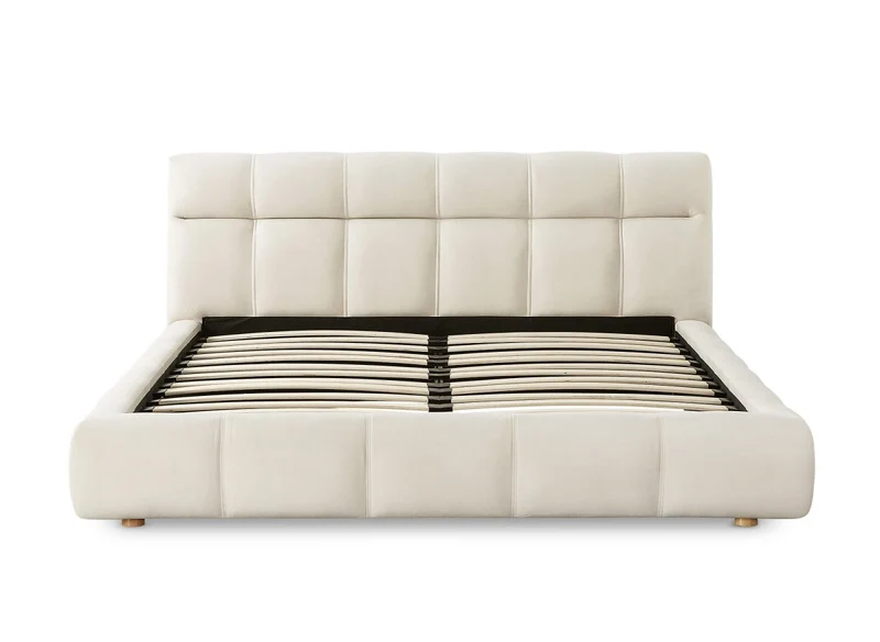 Lit double en velours beige 180x200 cm GEORGINA