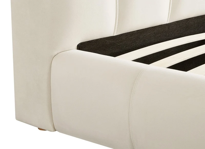 Lit double en velours beige 180x200 cm GEORGINA