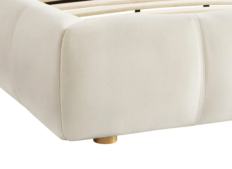 Lit double en velours beige 180x200 cm GEORGINA