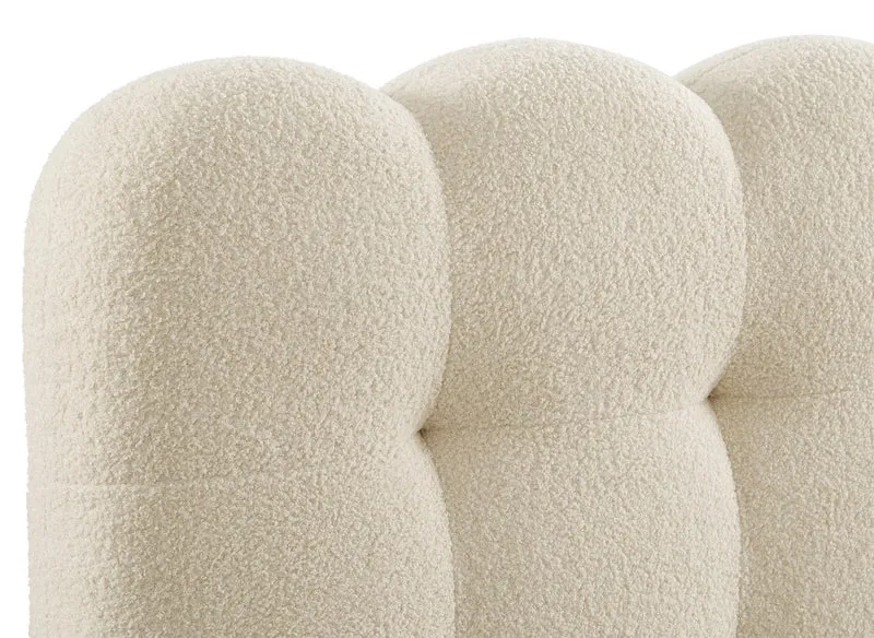 Lit double en tissu bouclette beige 160x200cm BISCUIT