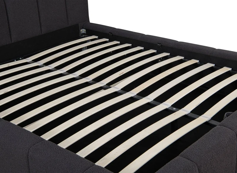 Lit coffre en tissu bouclette gris 140x190 cm MILIE