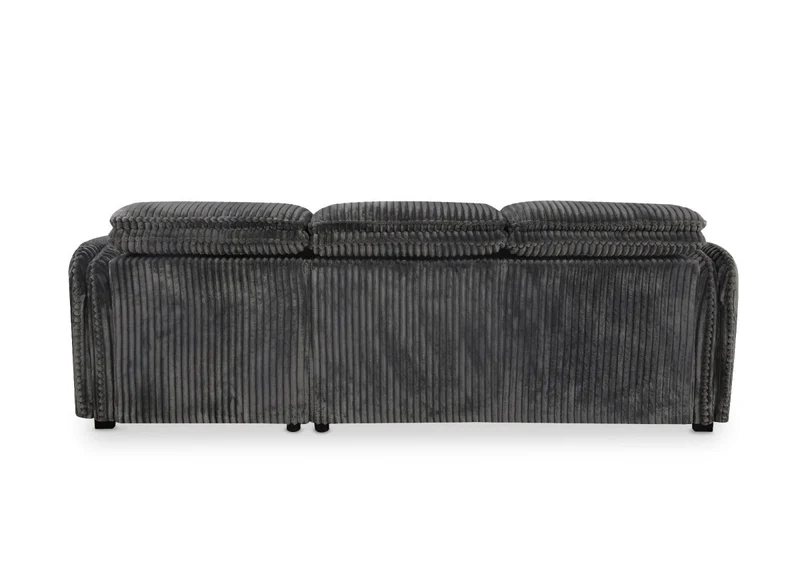 Canapé d'angle convertible en velours côtelé épais gris ISABELLA - Angle droit