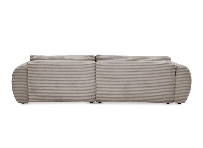 Canapé d'angle convertible avec coffre en velours gros côtelé doux taupe TILDA - Angle droit