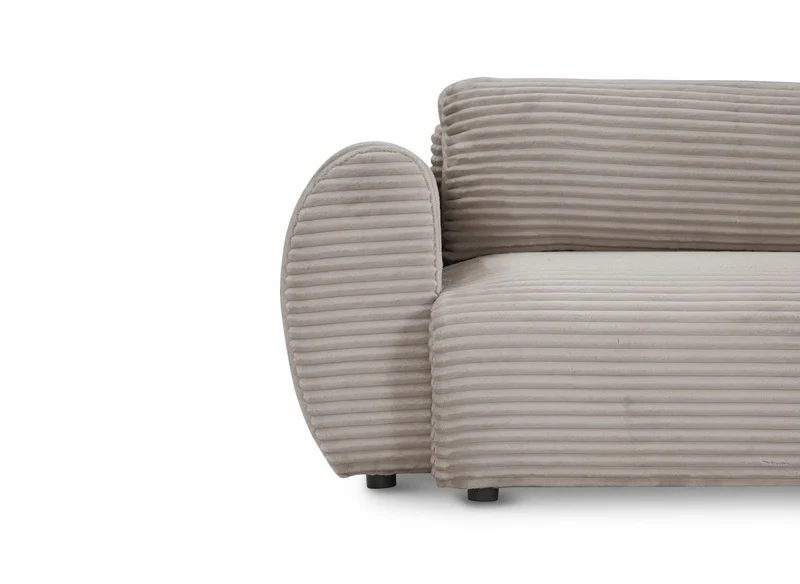 Canapé d'angle convertible avec coffre en velours gros côtelé doux taupe TILDA - Angle droit