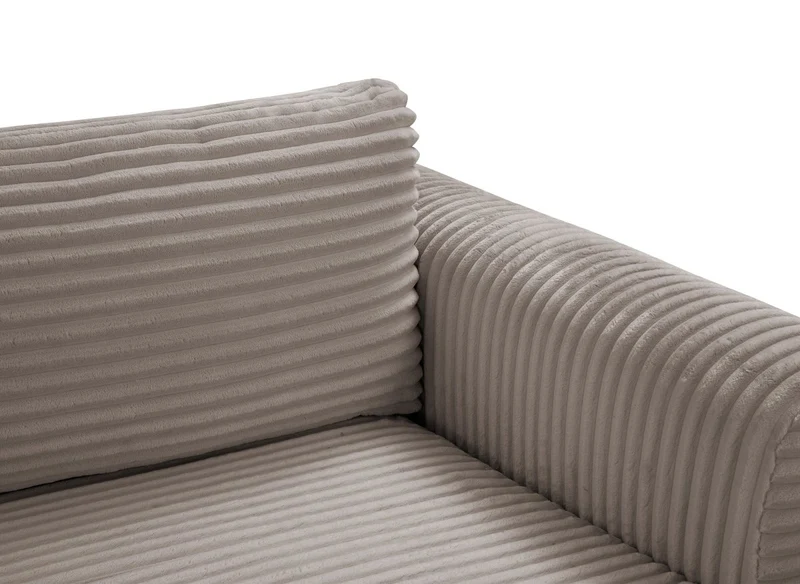 Canapé d'angle convertible avec coffre en velours gros côtelé doux taupe TILDA - Angle droit