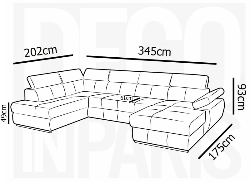 Canapé panoramique convertible avec coffre en velours côtelé épais beige MARIANO- Angle droit