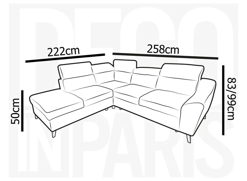 Canapé d'angle convertible avec coffre en velours côtelé épais beige DALTON - Angle gauche