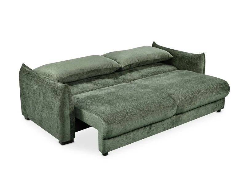 Canapé convertible 3 places avec coffre en velours chiné kaki COLBY