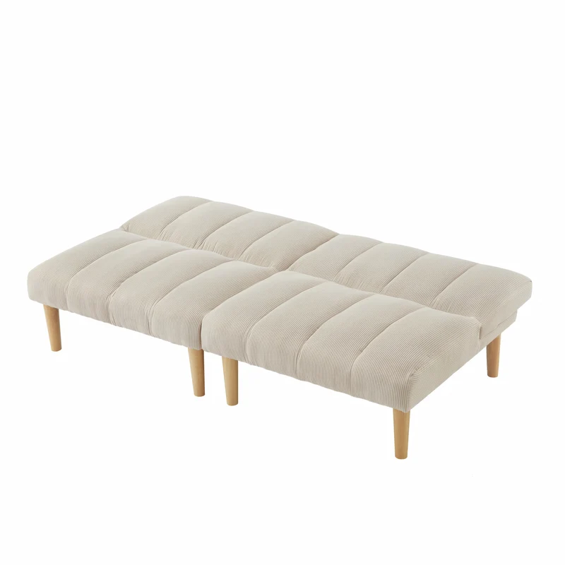 Canapé-lit 3 places clic-clac 3 positions en velours côtelé beige BIRCHPRIME