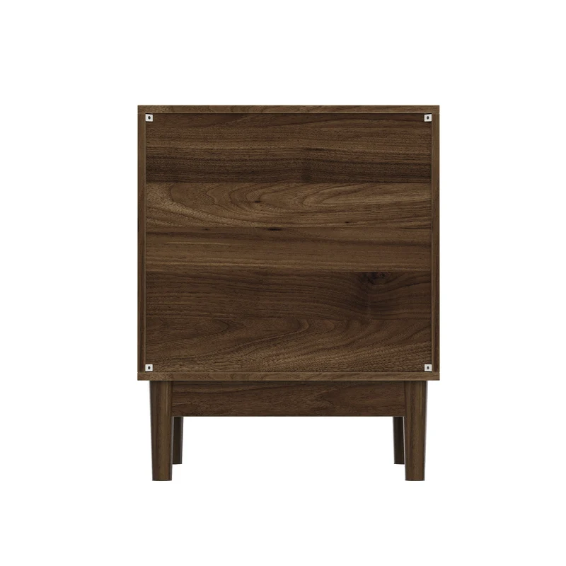 Table de chevet effet noyer à latte 2 tiroirs 45x39x56,5cm BIRCHVASE
