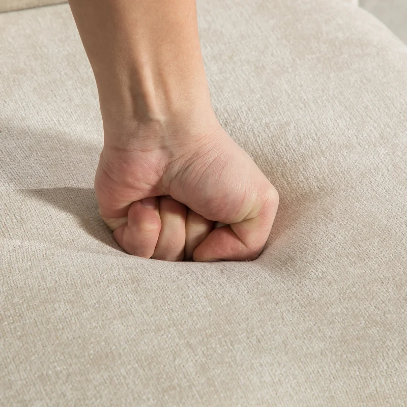Lot de 2 chaises de salle à manger tissu chenille beige pieds bois massif BIRCHCURTAIN