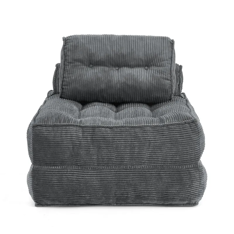 Chauffeuse convertible 1 place fauteuil de sol en velours côtelé gris BENCHLINE