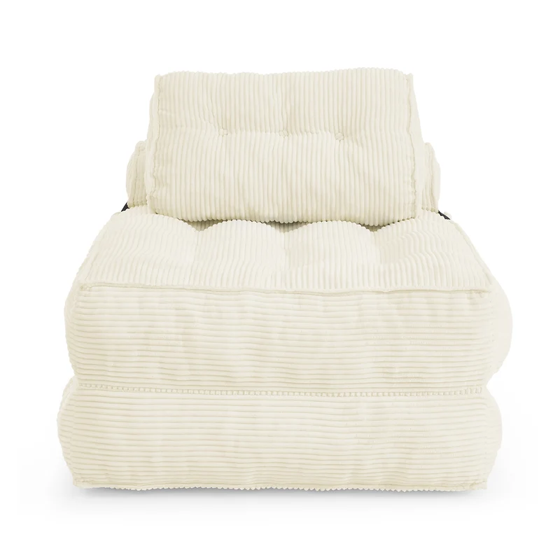Chauffeuse convertible 1 place fauteuil de sol en velours côtelé beige BENCHMARBLE