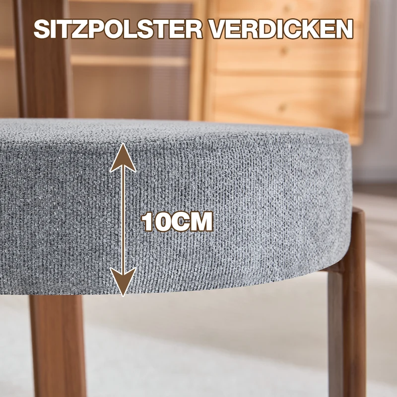 Lot de 2 chaises de salle à manger tissu gris dossier incurvé CLASSICBIRCHONE