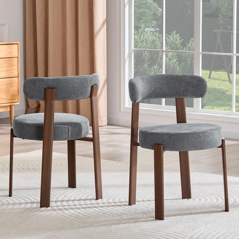 Lot de 2 chaises de salle à manger tissu gris dossier incurvé CLASSICBIRCHONE