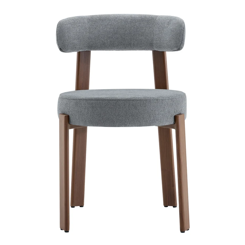 Lot de 2 chaises de salle à manger tissu gris dossier incurvé CLASSICBIRCHONE