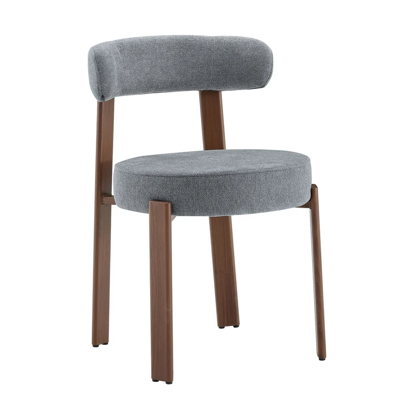Lot de 2 chaises de salle à manger tissu gris dossier incurvé CLASSICBIRCHONE