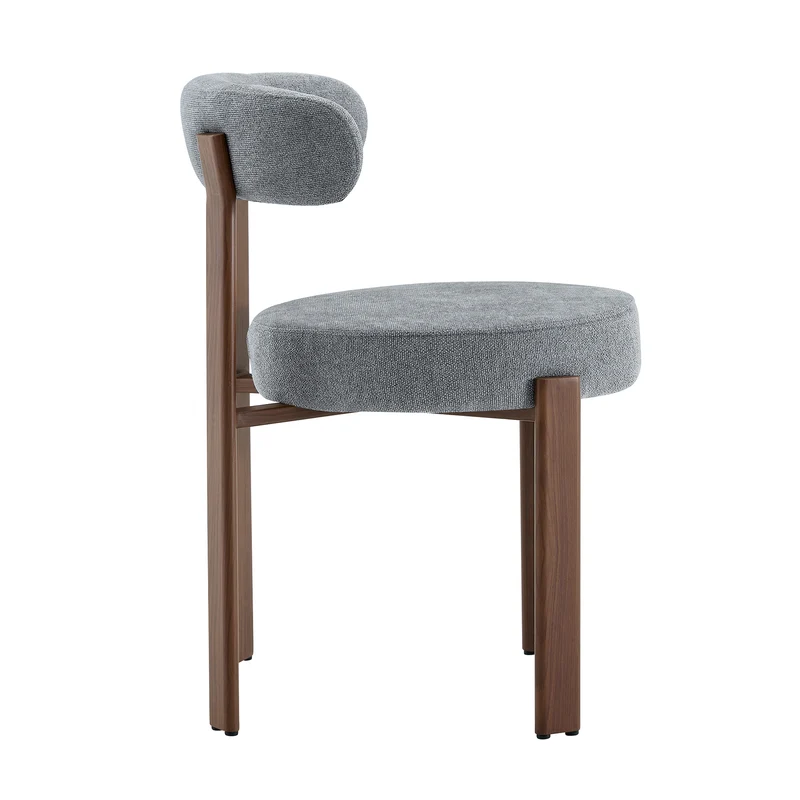 Lot de 2 chaises de salle à manger tissu gris dossier incurvé CLASSICBIRCHONE