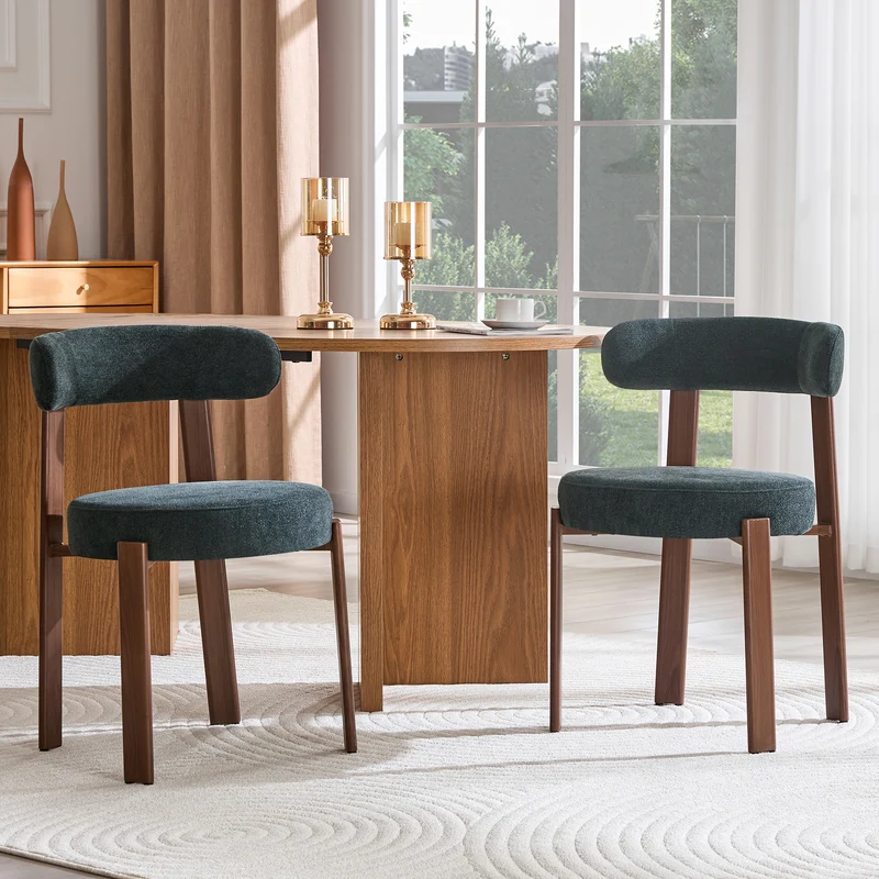 Lot de 2 chaises de salle à manger tissu noir dossier incurvé CLASSICBENCHSET