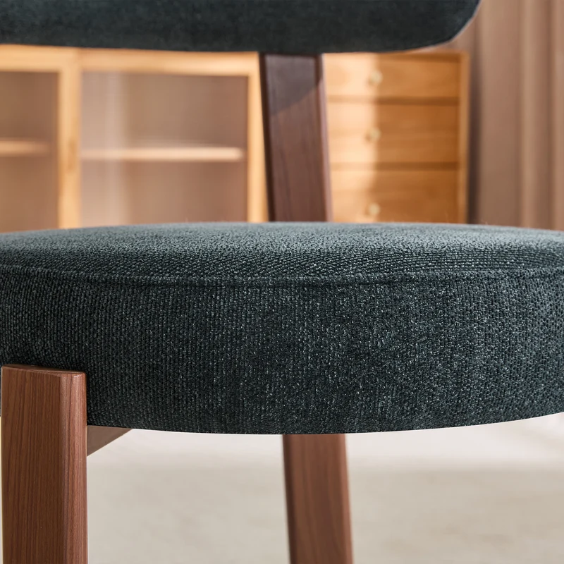 Lot de 2 chaises de salle à manger tissu noir dossier incurvé CLASSICBENCHSET