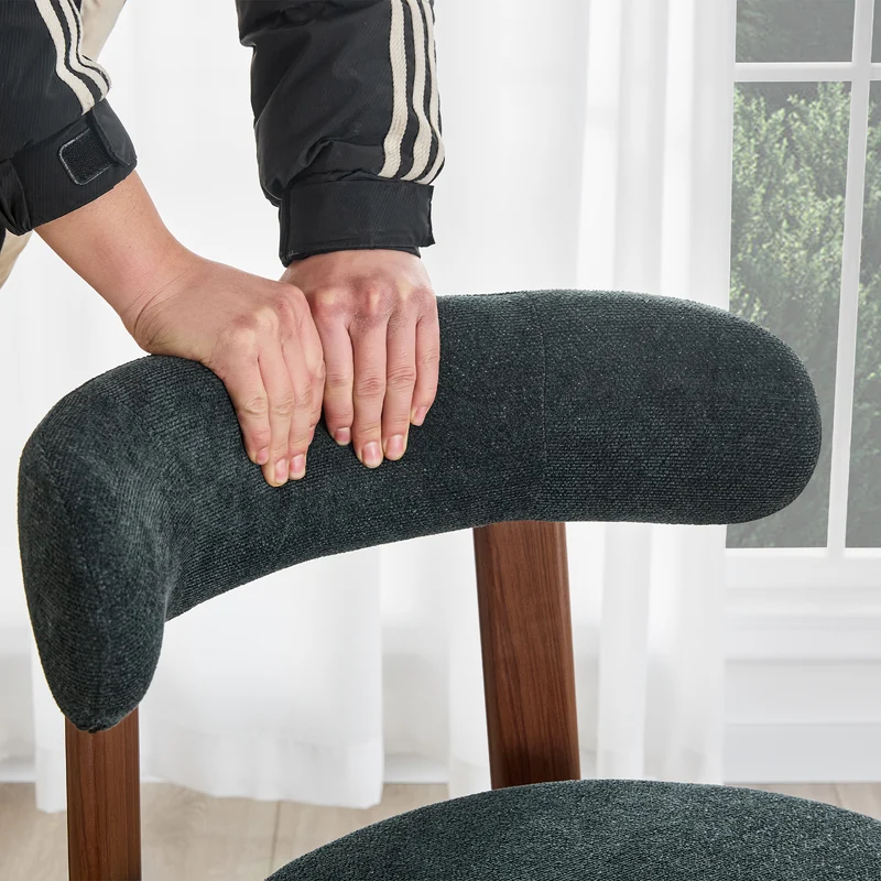 Lot de 2 chaises de salle à manger tissu noir dossier incurvé CLASSICBENCHSET